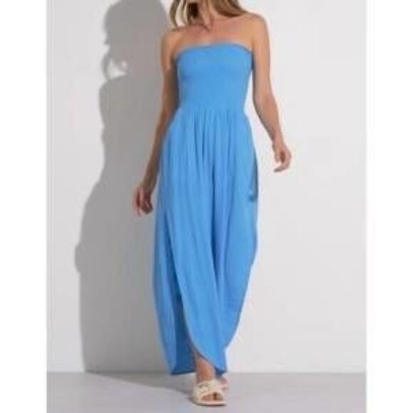 Elan Blue Strapless Jumpsuit  Women's Size Medium - Picture 1 of 10
